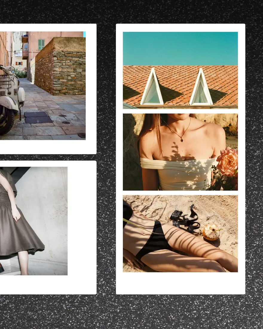 PXCL scrapbook template with framed photos on a dark background